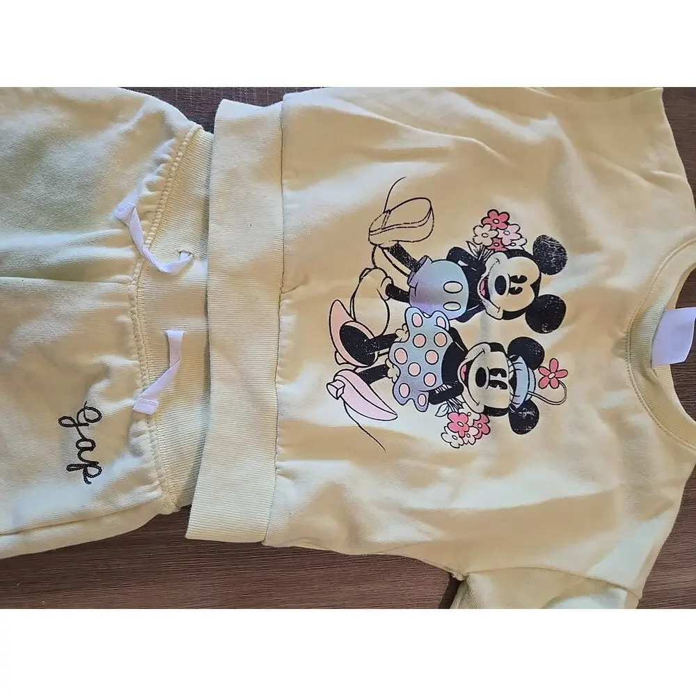 Gap Kids Yellow Minnie Mouse Sweatshirt 2 & Sweatpants size 3 Pre Owned